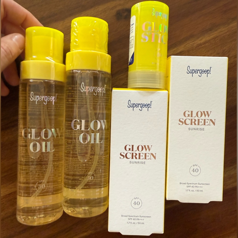 Supergoop! Nourishing Glow Oil, Glow Screen and Glow Stick SPF 40 and 50